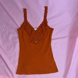 Ambiance Rust Camisole with Lace Detail- 100% cotton